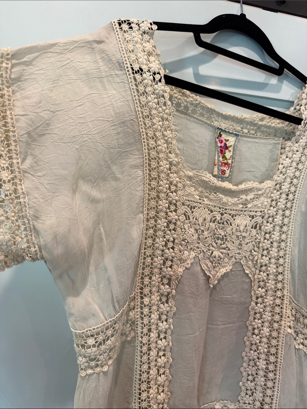 Johnny Was Cream Crochet Lace Boho Blouse - Picture 5 of 7